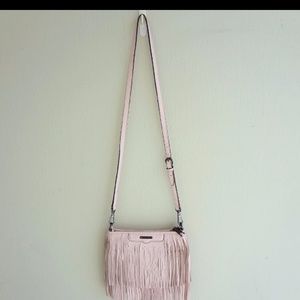 REBECCA MINKOFF pastel pink suede fringe bag